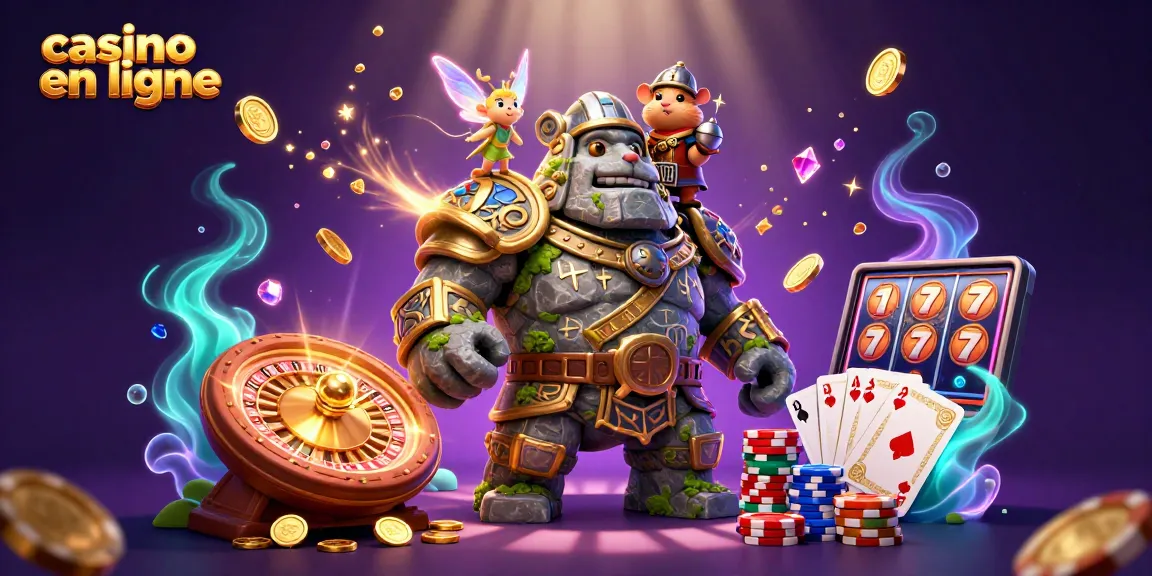 Découvrez l'univers du casino en ligne avec un golem magique et des trésors scintillants.