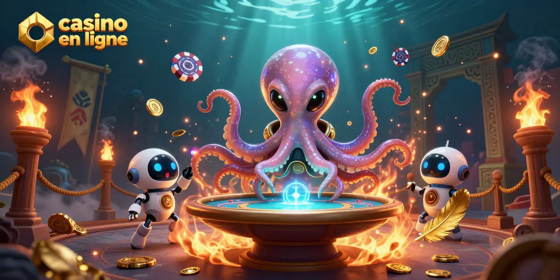 Jeux de casino en ligne : octopus extraterrestre jouant au poker avec des jetons