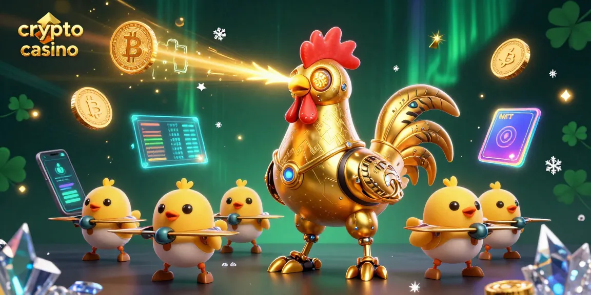 Découvrez le rythme des jeux au crypto casino avec des robots futuristes et des éléments de blockchain.