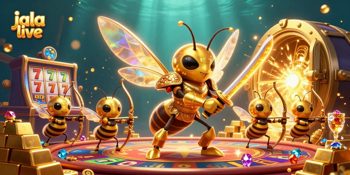 Experience jala live gaming excitement with golden hornets and dazzling treasures in a vibrant casino scene.
