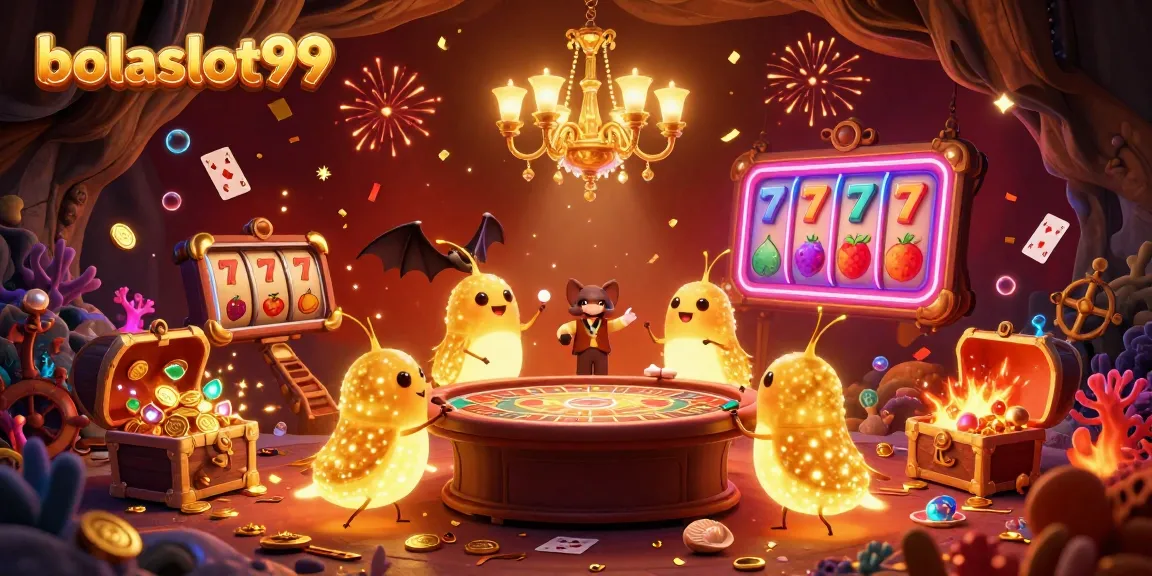 Experience the vibrant glow of bolaslot99 and its captivating games in a bioluminescent cave casino scene.