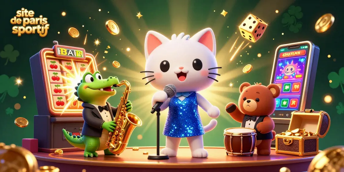 Faites des paris sur le site de paris sportif avec des personnages animés dans un casino vibrant.