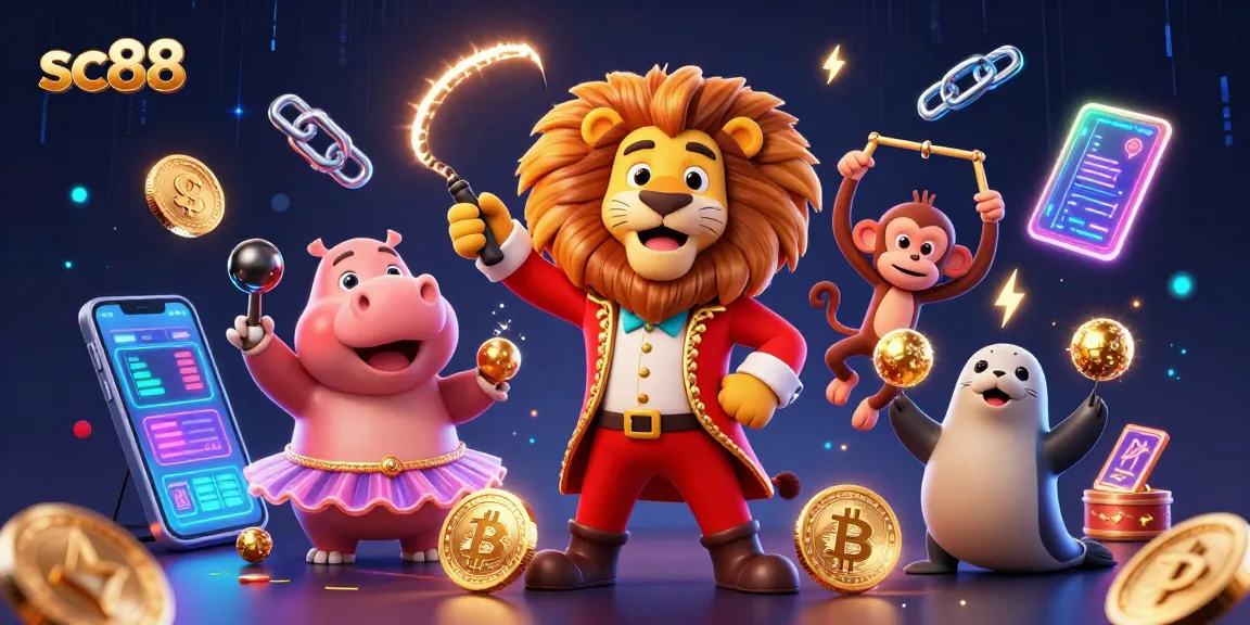 Experience thrilling gameplay at sc88, featuring vibrant circus characters and cryptocurrency elements.