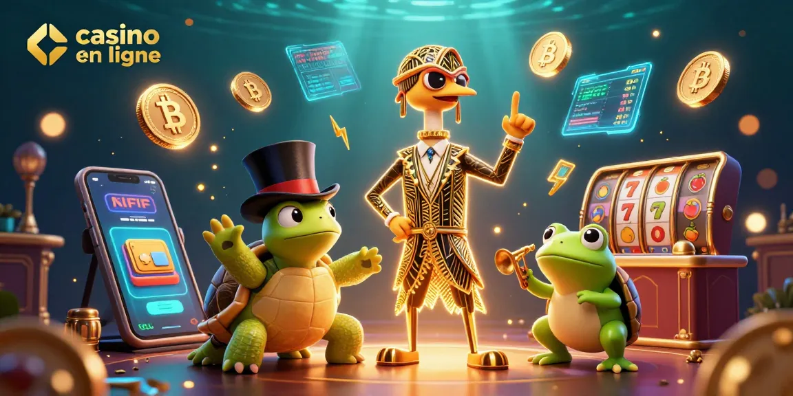 Le jeu de casino en ligne prend vie avec une grenouille trompettiste et une tortue stylée.