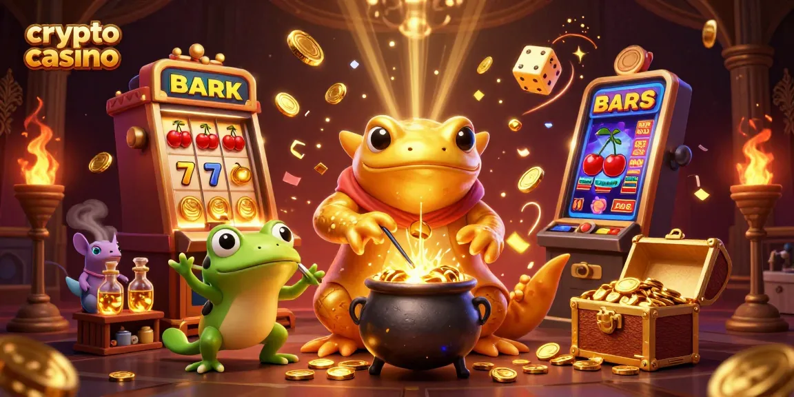 Gioca nel crypto casino con una rappresentazione vivace dell'alchimista e simboli di gioco.