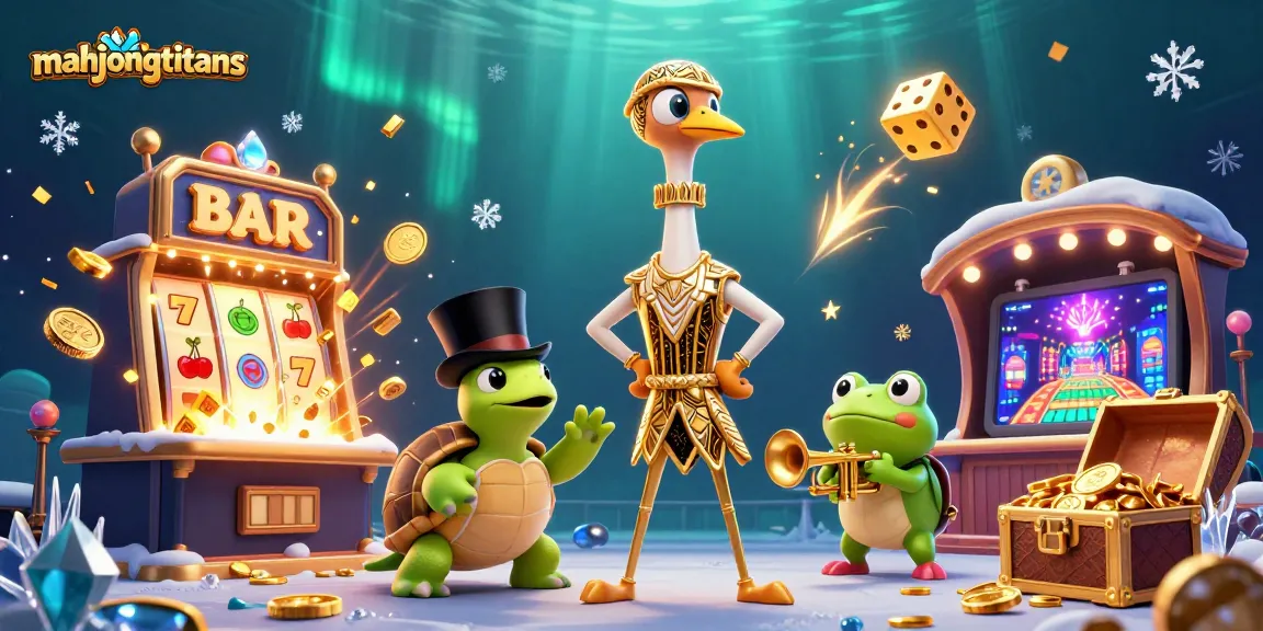Experience intense Mahjong Titans excitement with jackpot coins and fun characters in a vibrant casino scene.