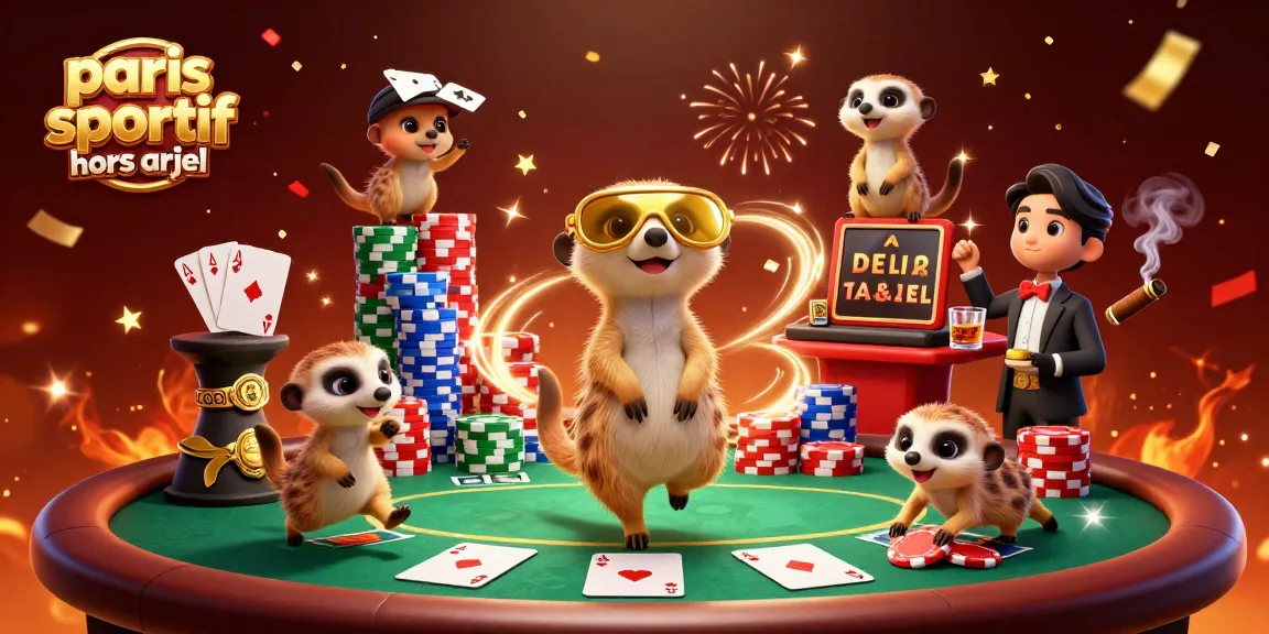 Pari sportif hors ARJEL capturant des meerkats jouant aux cartes dans un casino dynamique.