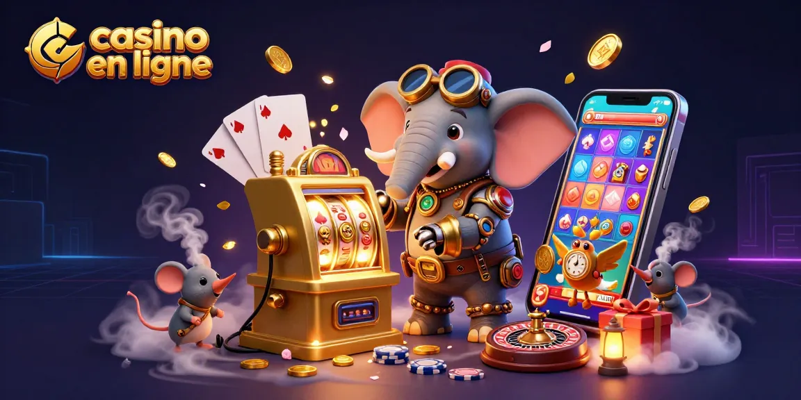 Le casino en ligne offre un monde vibrant de jeux avec une machine à sous dorée et des personnages fascinants.