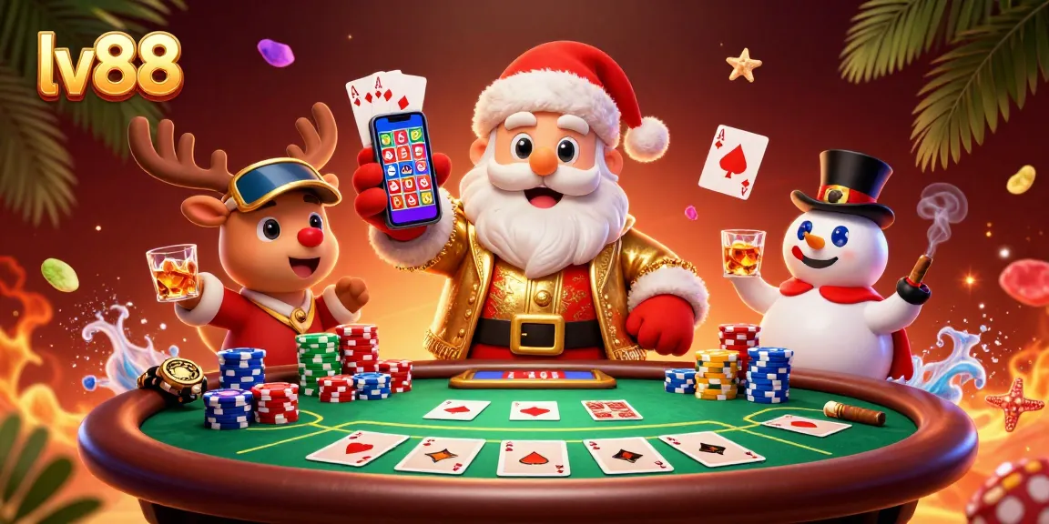 Join the excitement at lv88 with Santa and his colorful casino companions celebrating jackpots.
