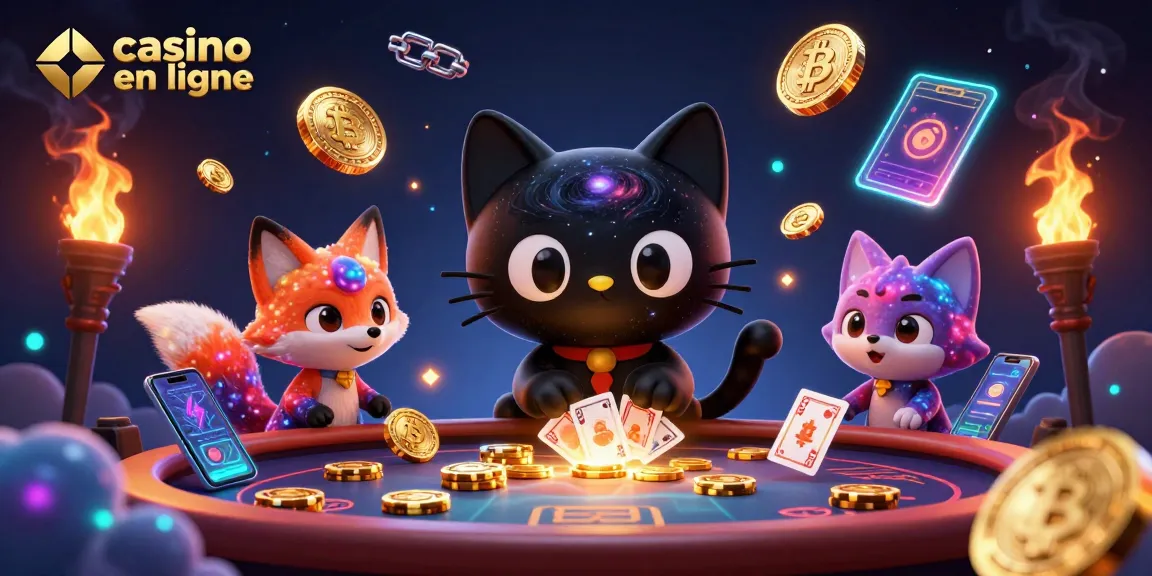 Jeu captivant au casino en ligne avec un chat noir trou noir et un renard nébuleux.