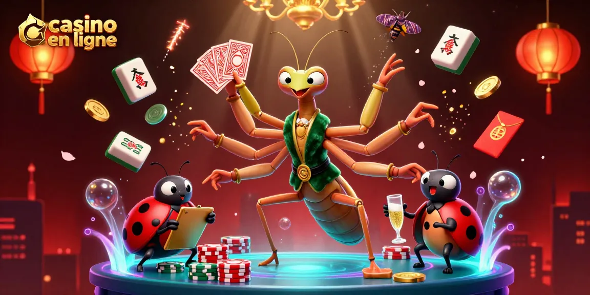 Jouer à des jeux de casino en ligne avec des personnages amusants et colorés dans un décor vibrant.