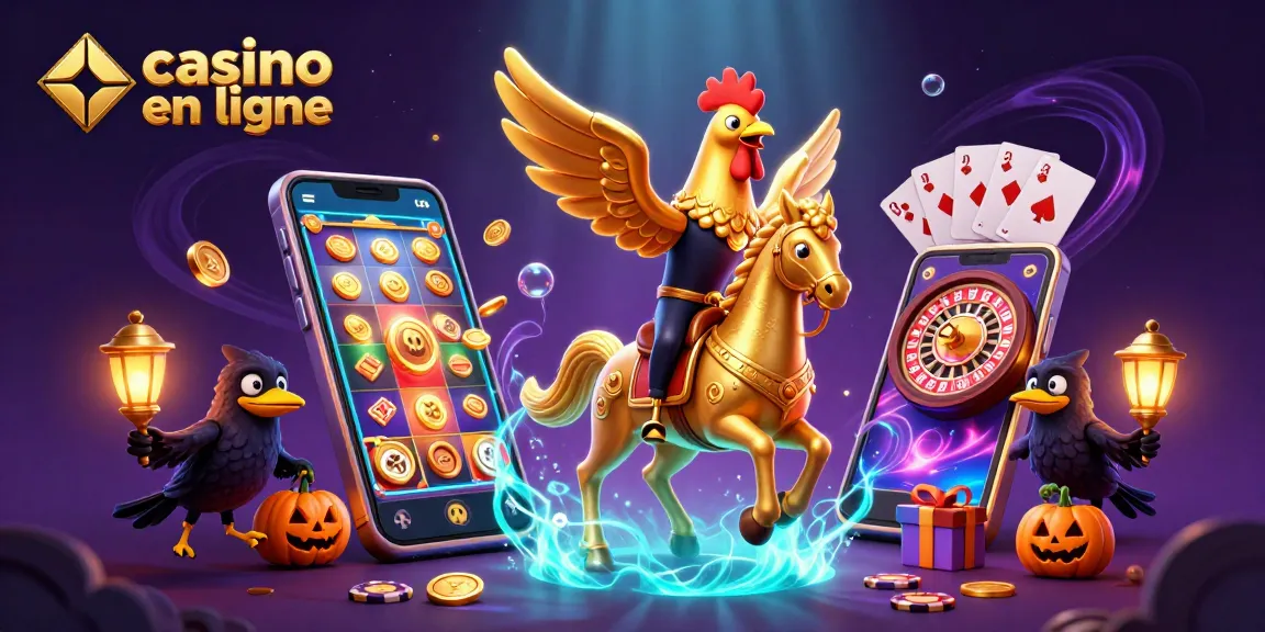 Vivez l'expérience du casino en ligne avec une scène animée de jeux et de personnages mystiques.