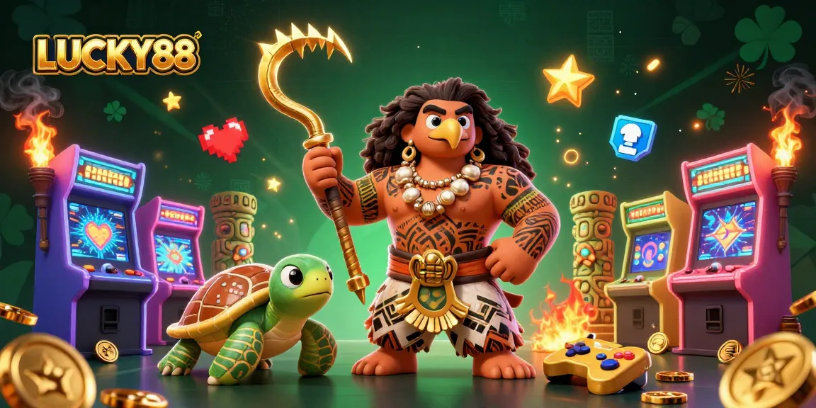 LUCKY88 players engage in thrilling experiences with a diverse range of casino games and joyful characters.
