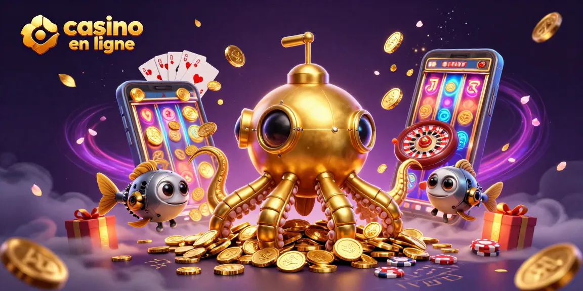 Profitez d'une aventure palpitante dans un casino en ligne avec des personnages caricaturaux sous-marins en action.