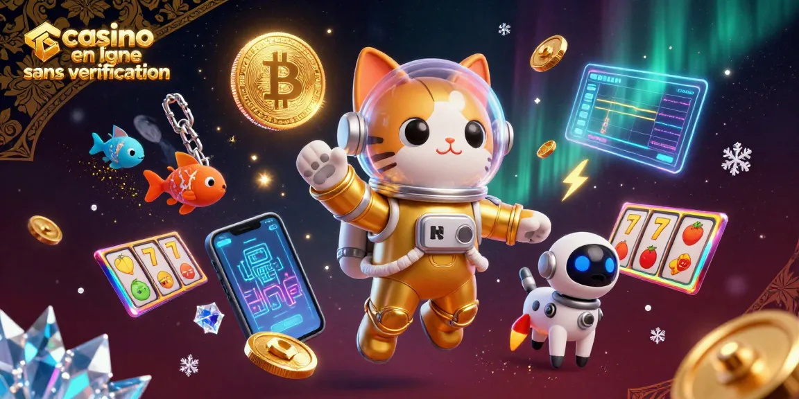Découvrez un casino en ligne sans vérification avec un chat astronaute et des éléments de jeu dynamiques.