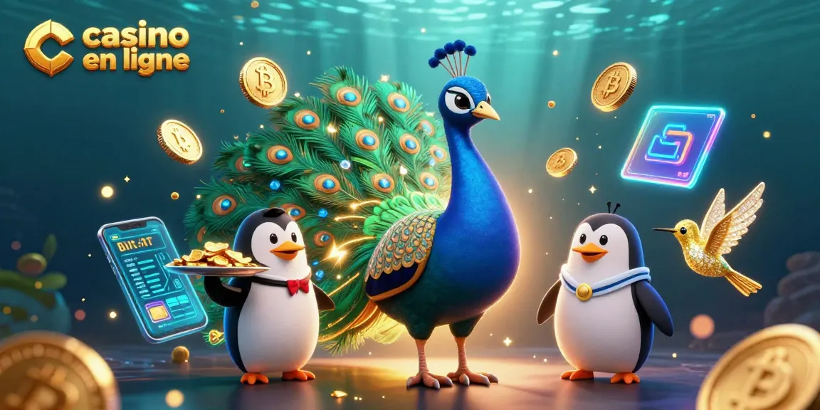 Profitez de l'expérience unique d'un casino en ligne avec un paon aristocratique et une ambiance lumineuse.