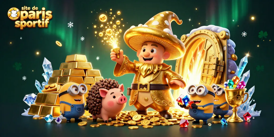 Découvrez le site de paris sportif avec une illustration colorée de personnages fantastiques et opulence.