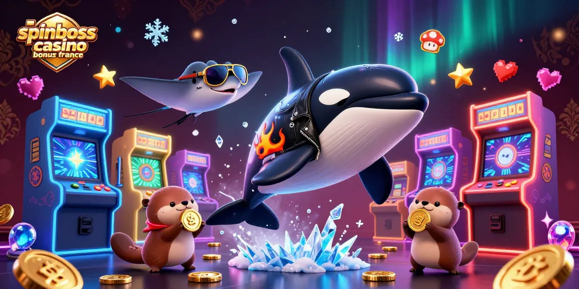 Profitez du bonus SpinBoss Casino France avec cette illustration vibrante de personnages marins et d'éléments de jeu.