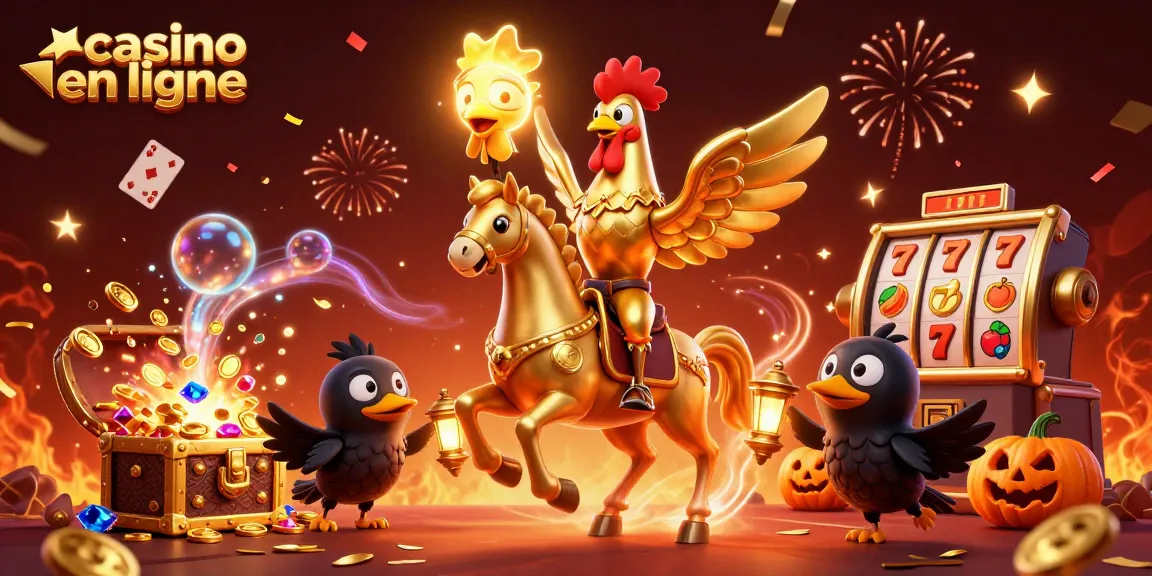 Jouez au casino en ligne avec des machines à sous entourées de personnages animés et d'effets festifs.