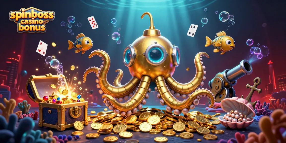 Profitez du bonus SpinBoss Casino avec cette illustration riche en éléments de jeu captivants.
