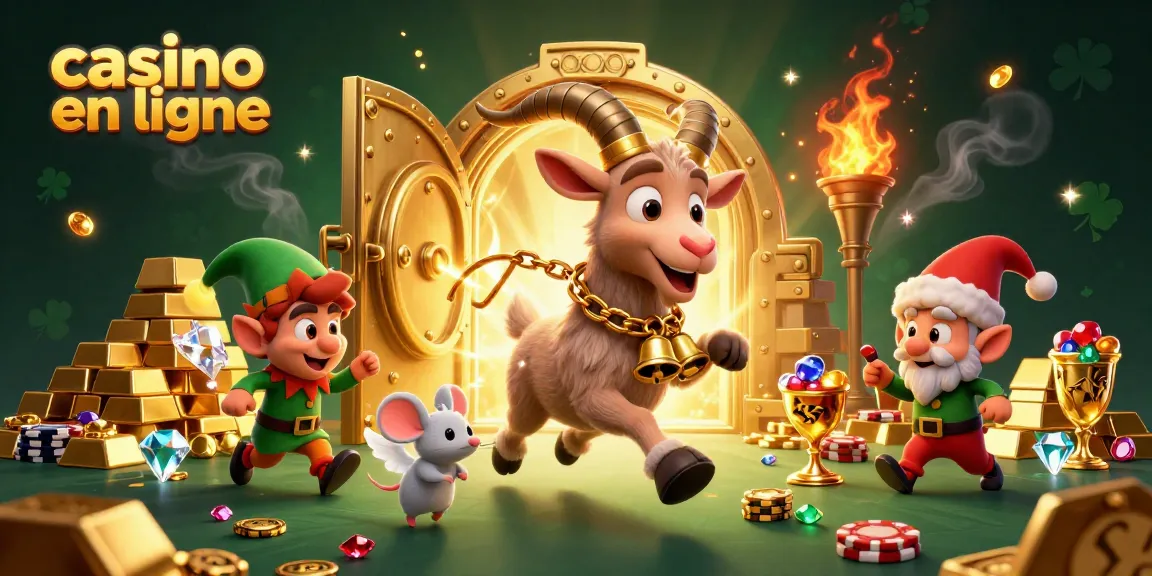 Jouez au casino en ligne avec des personnages festifs dans une scène de jeu dynamique et animée