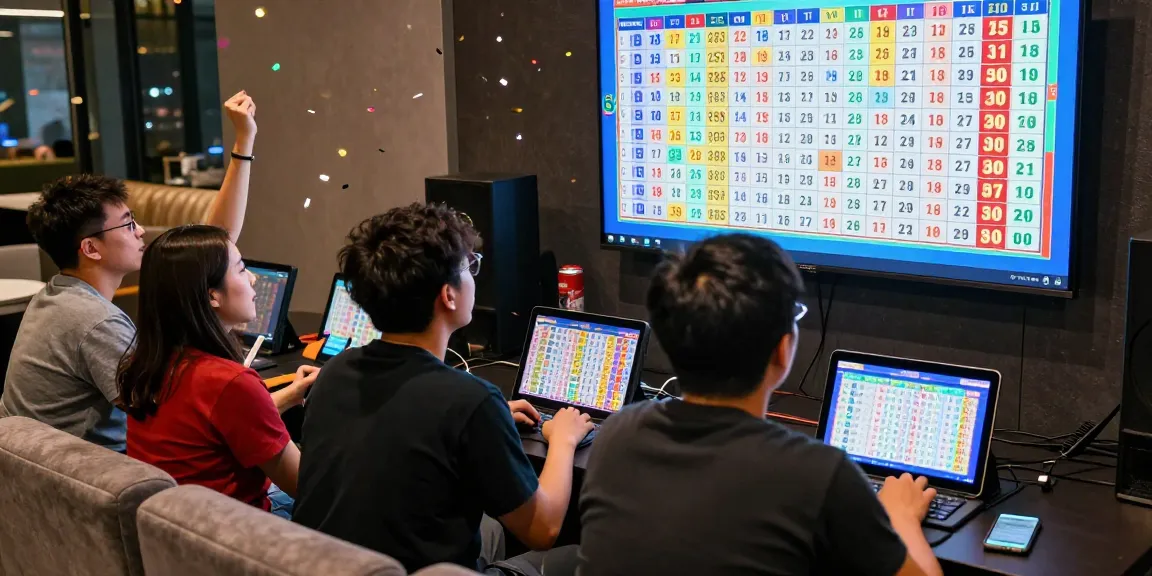 Engaged players watching real-time toto macau results on digital screens in a lively lounge.