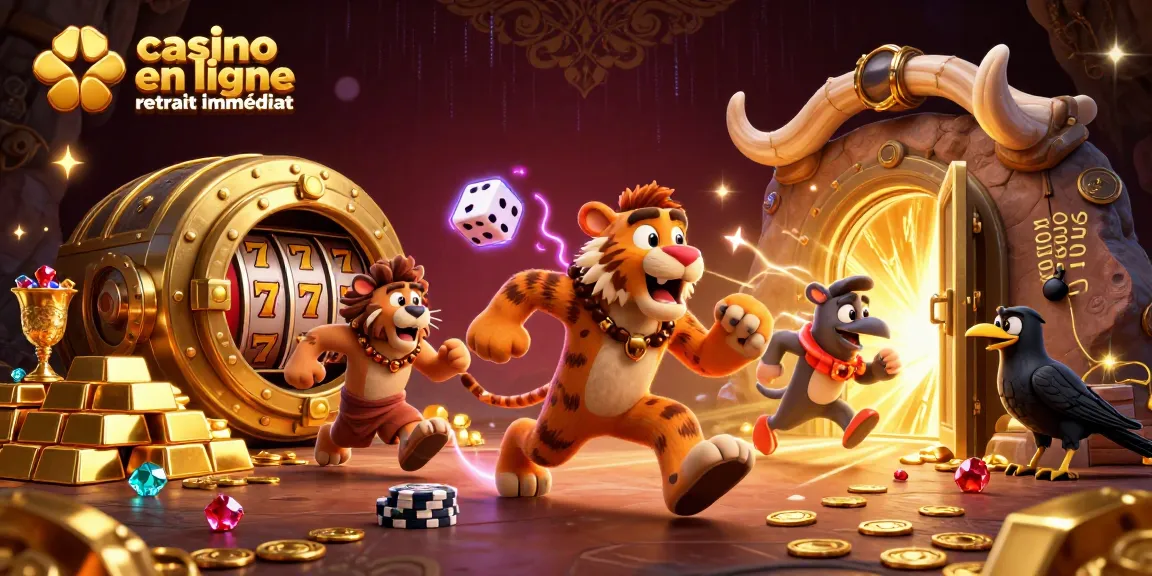 Casino en ligne retrait immédiat avec un duo de personnages animés dans un casino préhistorique rempli de trésors.
