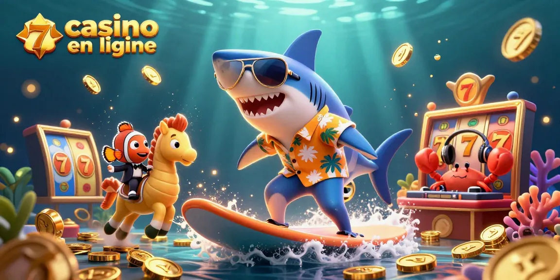 Plongez dans l'univers du casino en ligne avec des personnages animés sur une mer de pièces d'or.