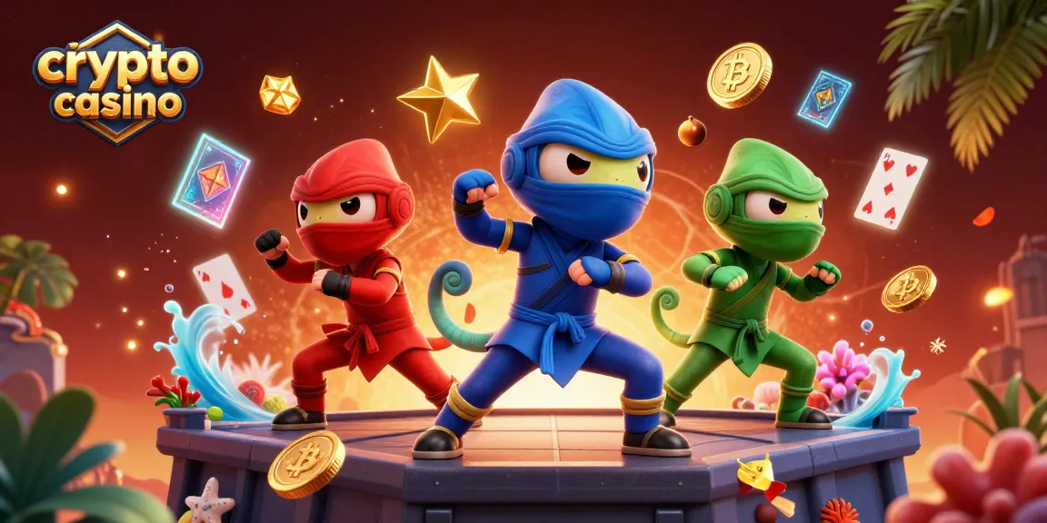 Vinci nel crypto casino giocando con chameleoni ninja in un'illustrazione evocativa.