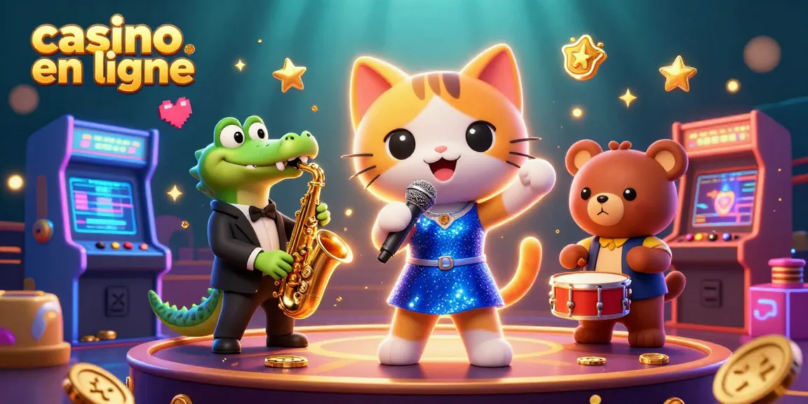 Un spectacle captivant de casino en ligne avec un chat chanteur, un crocodile et un ours.