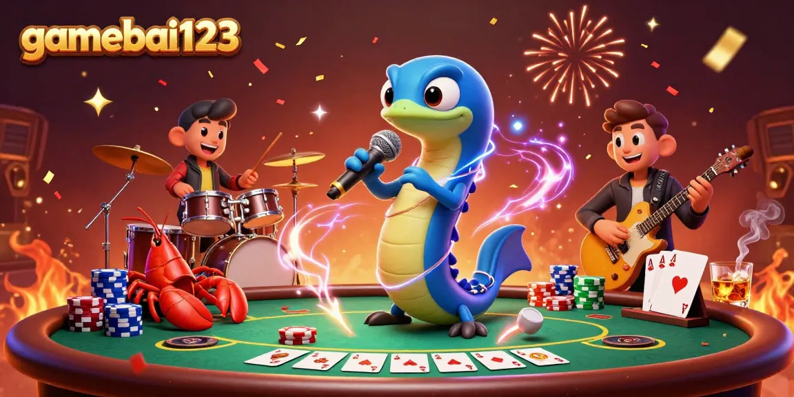 Experience the thrilling underwater casino show with gamebai123 featuring an electric eel DJ and vibrant performers.