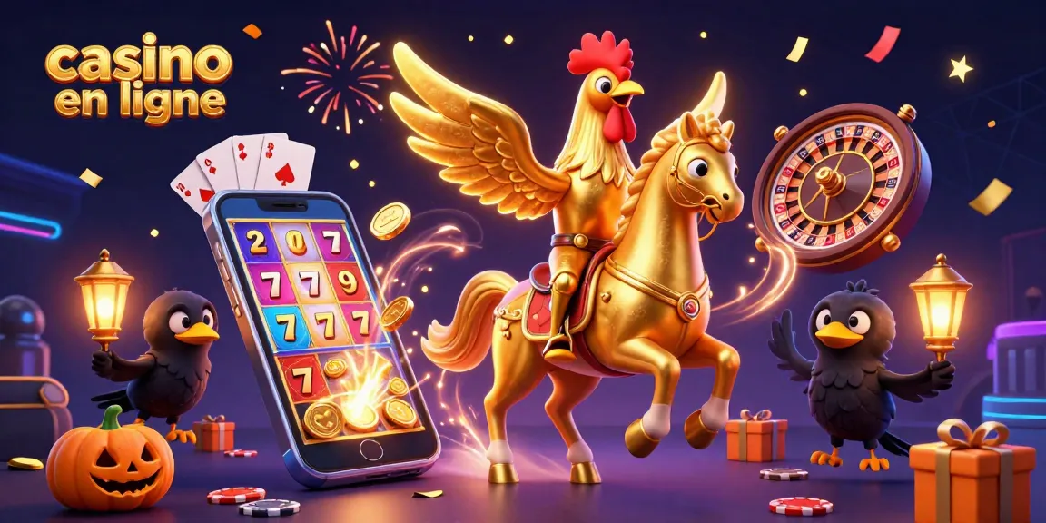 Gagnez avec les jeux de casino en ligne grâce à notre illustration dynamique et festive.