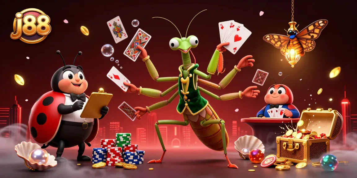 Experience exciting games at j88 with dynamic card dealing, vibrant colors, and rich casino elements.