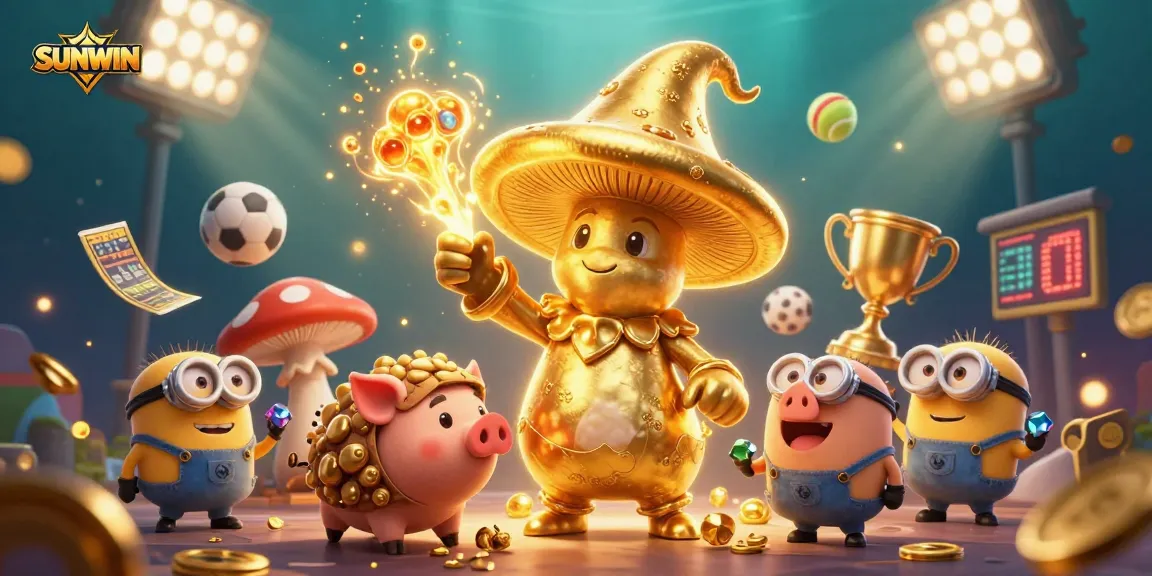 Place bets with SUNWIN while enjoying a vibrant casino-themed scene filled with magic and excitement.